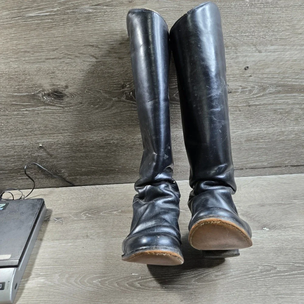Dehner Custom Equestrian Riding Tall Boots Mens Black Leather Vintage Size 17